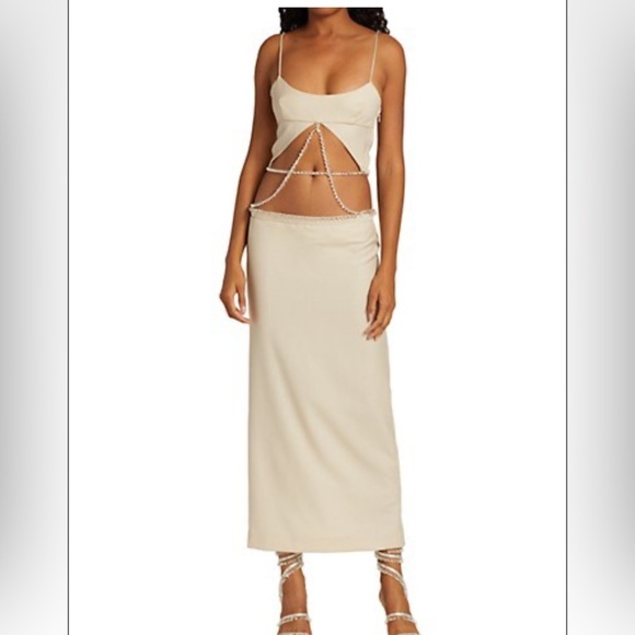 Christopher Esber Beaded Crochet Tie Maxi Dress - Picture 1 of 4
